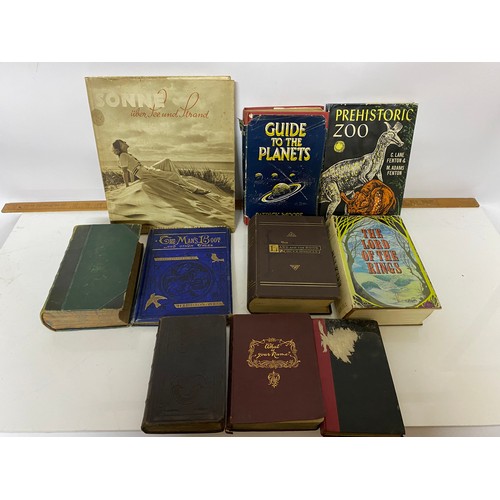 359 - Selection of books including Lord of the Rings, Guide to the Planets, Prehistoric Zoo, and other tit... 