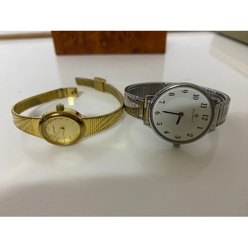 436 - Vintage ladies enamel gold tone fob watch, Sekonda watch and Accurist expandable watch