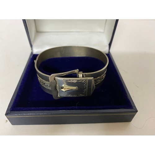 440 - 1970's hallmarked silver buckle bangle