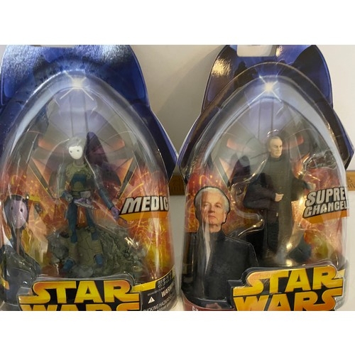 256 - Star Wars Revenge of the Sith, Eight figures in new condition sealed on card, made by Hasbro in 2005... 