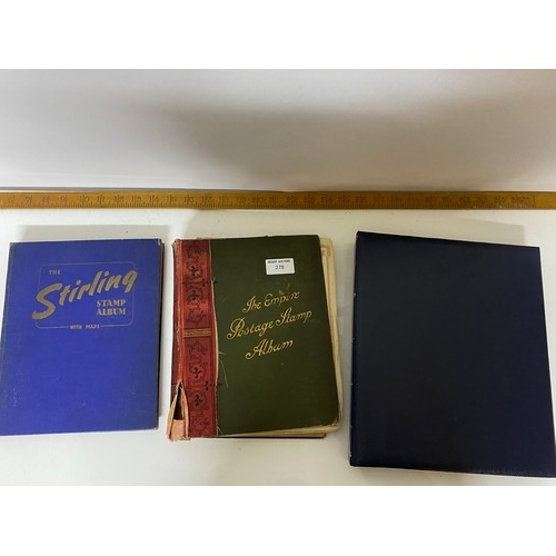 278 - 2 x antique stamp albums and album of first day covers.