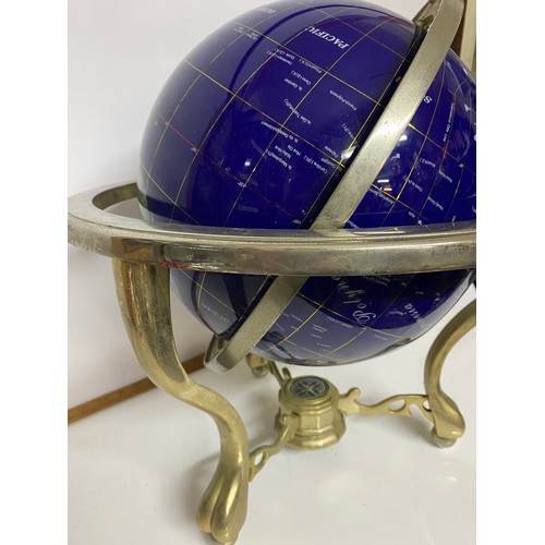 178 - Gem stone globe with semi precious stones and compass underneath measuring 46 cms tall