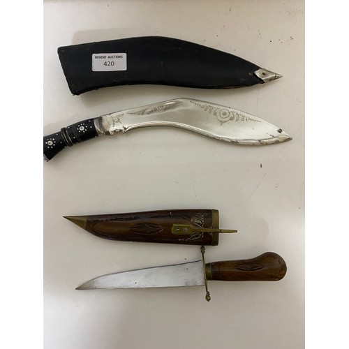 420 - A Kukri and Moroccan dagger, both with sheaths