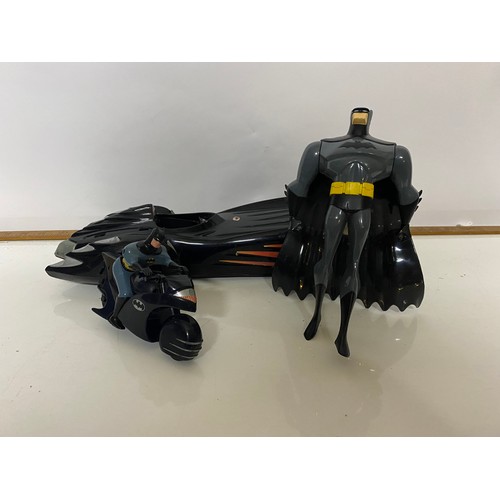 447 - 1990's Batman figures, motorcycle and Batmobile.