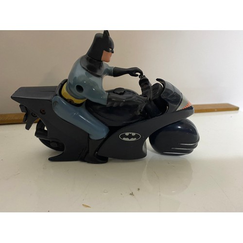 447 - 1990's Batman figures, motorcycle and Batmobile.