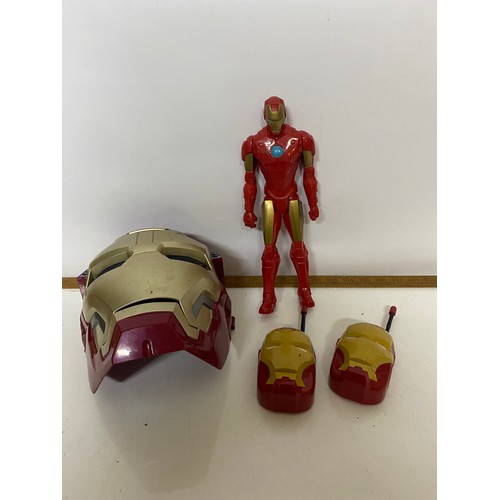 448 - 1990's Iron man figure, walkie-talkies and face mask