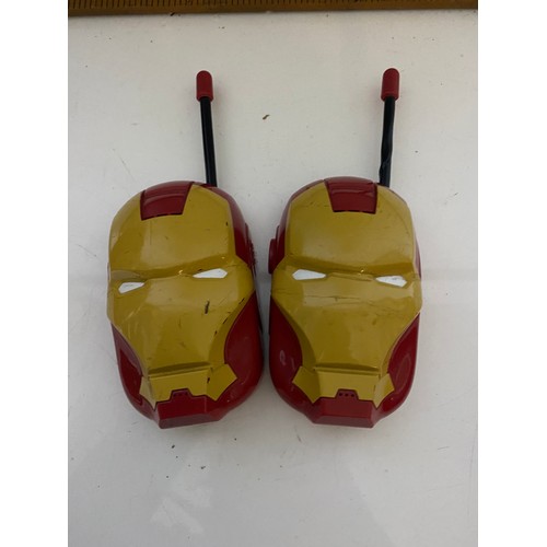 448 - 1990's Iron man figure, walkie-talkies and face mask