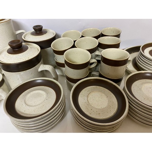 456 - Large selection of Denby Teapots, coffee pot, cups and saucers, side plates, milk jug and sugar bowl... 