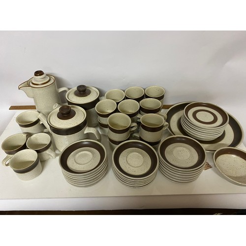 456 - Large selection of Denby Teapots, coffee pot, cups and saucers, side plates, milk jug and sugar bowl... 