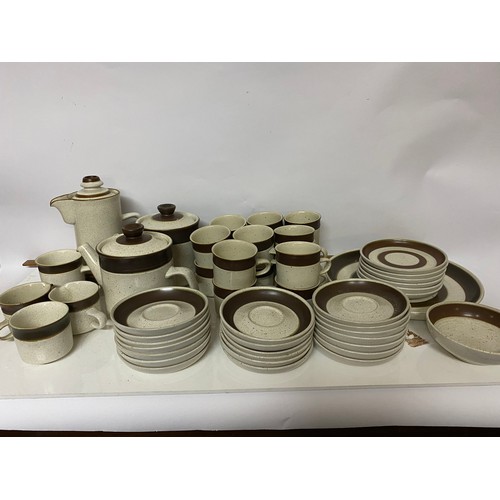 456 - Large selection of Denby Teapots, coffee pot, cups and saucers, side plates, milk jug and sugar bowl... 