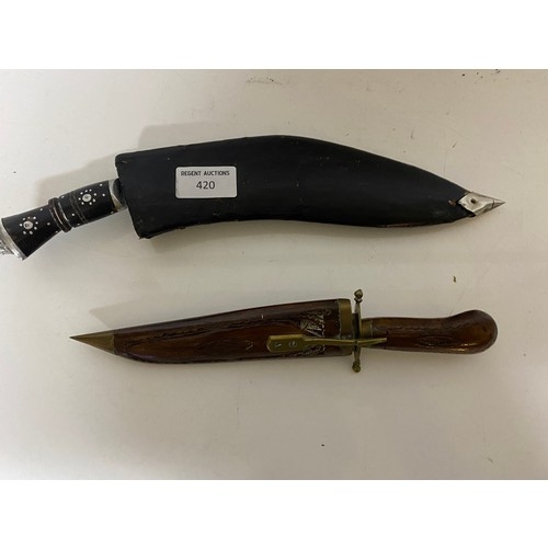 420 - A Kukri and Moroccan dagger, both with sheaths