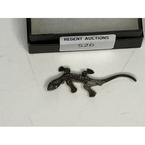 526 - Sterling silver Lizard Brooch set with marcasite.