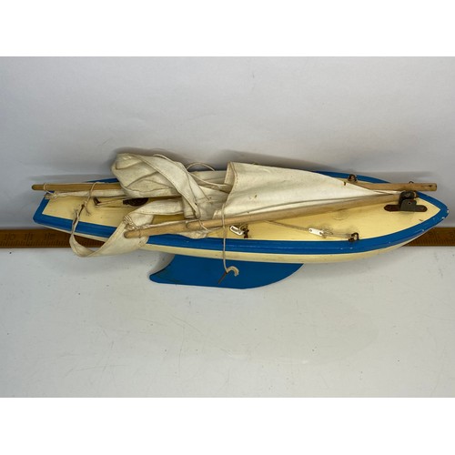 523 - Star Yacht, vintage wooden pond yacht 40cms