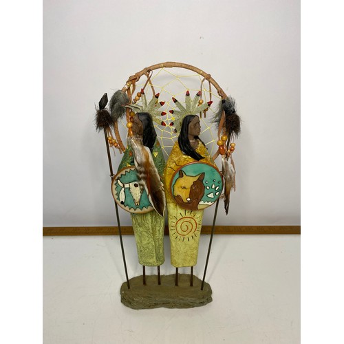 611 - Vintage Native American Indian dreamcatcher figurine.