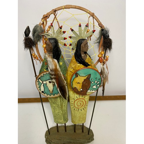 611 - Vintage Native American Indian dreamcatcher figurine.