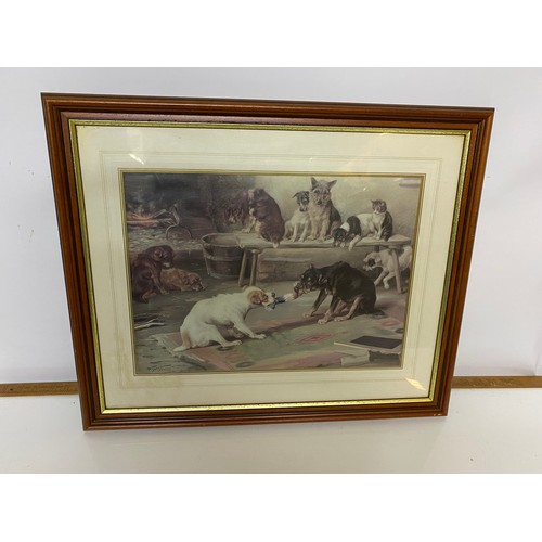 619 - Pair of framed prints, Tug of War, by William Henry Hamilton Trood. 57x46cms