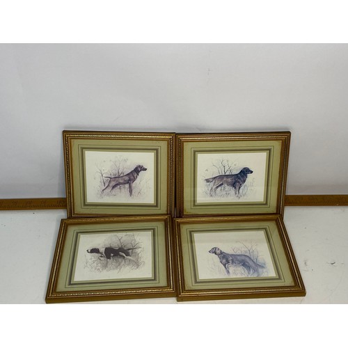 623 - Porcelain dog, 3 x framed dog drawings by Noel Kirk and 4 x miniature framed dog prints