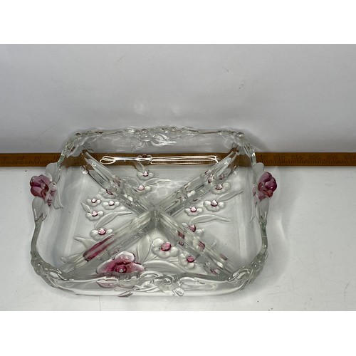 633 - Vintage Misaka embossed glass serving dish