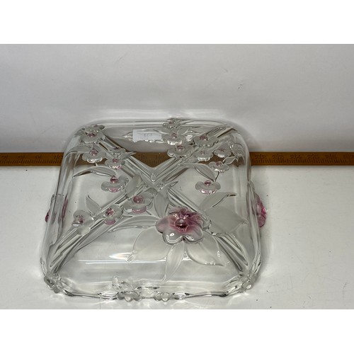 633 - Vintage Misaka embossed glass serving dish