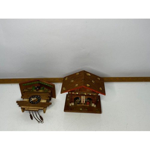 639 - Vintage Swiss Chalet Barometer/Money box and Cuckoo clock