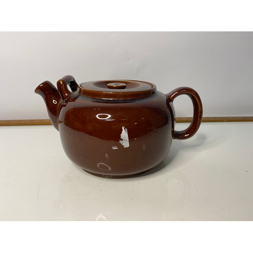 647 - Three and Half pint Brown teapot from Bourne & Son Ltd, small chip to rim