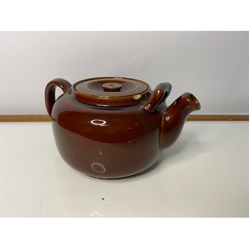 647 - Three and Half pint Brown teapot from Bourne & Son Ltd, small chip to rim