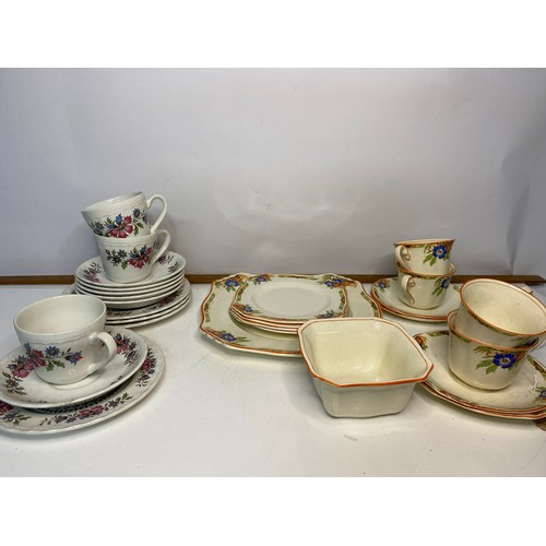 656 - 14 piece Art Deco tea set and 13 piece Royal Cauldron ware cups, saucers and plates.