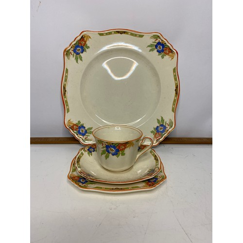 656 - 14 piece Art Deco tea set and 13 piece Royal Cauldron ware cups, saucers and plates.