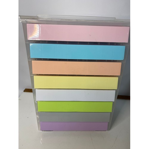 663 - Set of 8 x plastic storage drawers containing selection of costume jewellery and 2 wicker storage ba... 