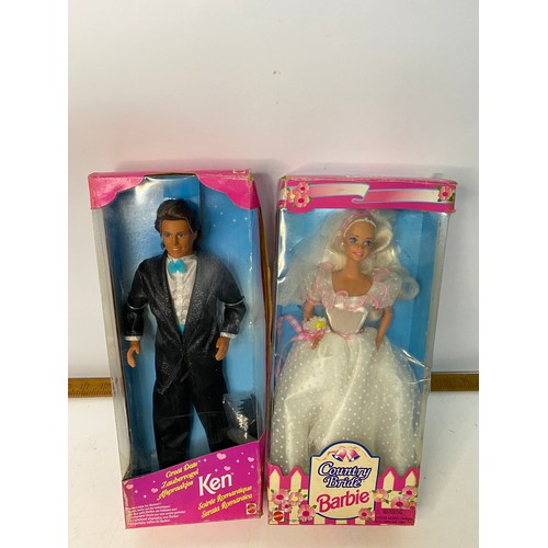 675 - Vintage Country Bride Barbie and Ken, both from Mattel