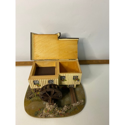 700 - Vintage Pauline Ralph 'Pilgrim Grist Mill' trinket box with Swiss musical movement