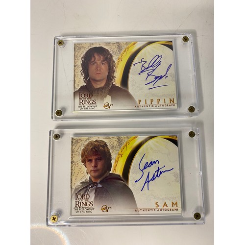 717 - Topps Lord of the Rings, The Fellowship of the Ring, two autograph cards in archival safe card holde... 