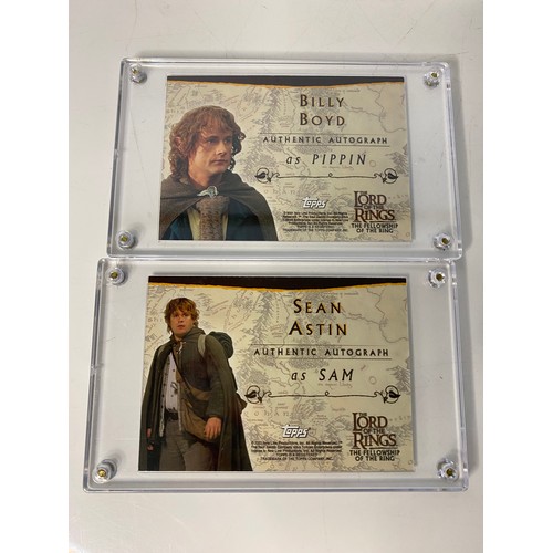 717 - Topps Lord of the Rings, The Fellowship of the Ring, two autograph cards in archival safe card holde... 