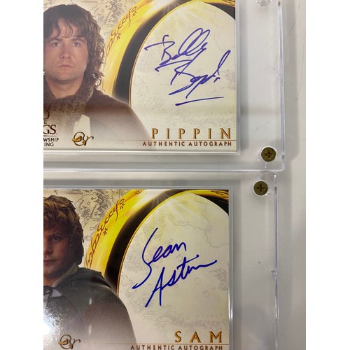 717 - Topps Lord of the Rings, The Fellowship of the Ring, two autograph cards in archival safe card holde... 