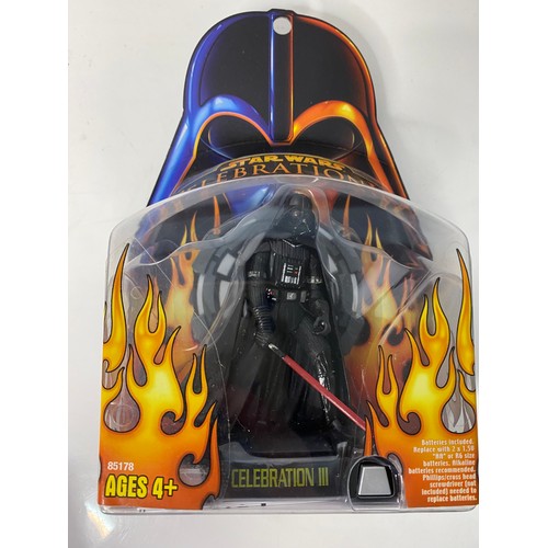 724 - 3 special and exclusive Star  Wars Darth Vader figures in new condition on sealed card made by Hasbr... 