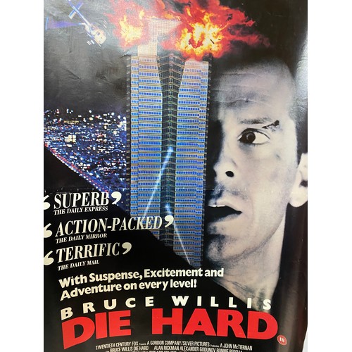 740 - Vintage double sided Die Hard film poster of the movie starring Bruce Willis made in 1988. Measures ... 