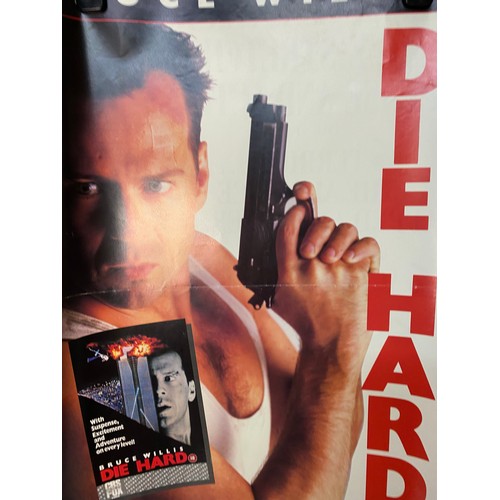 740 - Vintage double sided Die Hard film poster of the movie starring Bruce Willis made in 1988. Measures ... 