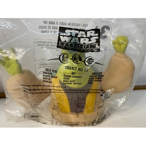 742 - Two Star Wars Episode I The Phantom Menace Boss Nass Gungan Leader drink toppers made in 1999. New c... 