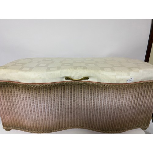 755 - Vintage Lloyd Loom style ottoman with double bow front measuring 90 cms wide