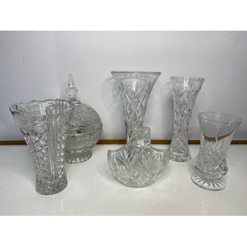 748 - Selection of 6 pieces of crystal including Waterford Finola Vase, Royal Doulton Vase, Bon Bon dish a... 