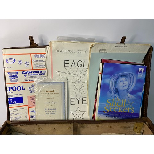 503 - Case filled with Blackpool ephemera, photo's, programmes and newspapers