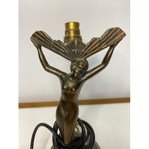 539 - Art Deco nude Lady Lamp, possibly bronze or spelter, no shade