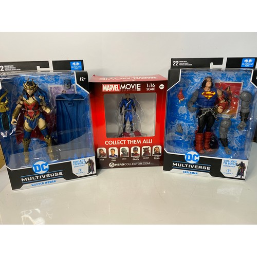 910 - Dark Nights Death Metal Multiverse Wonder Woman and Superman. Also Tony Stark figure from Marvel Mov... 