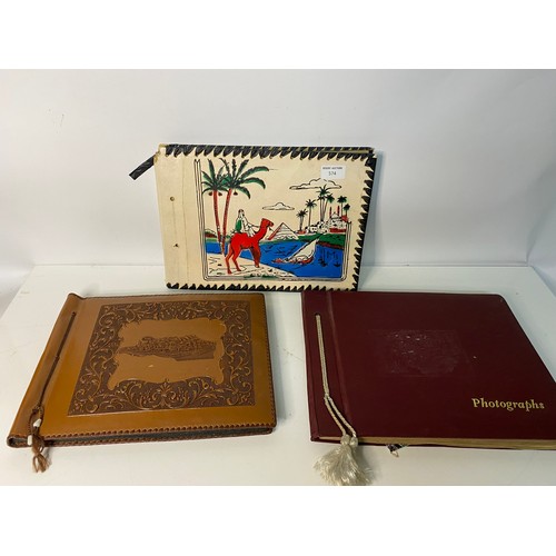 574 - 3 vintage tooled leather Albums and Photo's