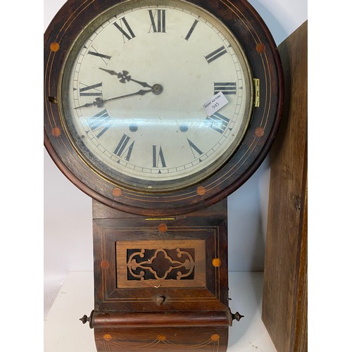 945 - 2 Antique Wooden wall clocks, spares and repairs. Tallest 73cms.