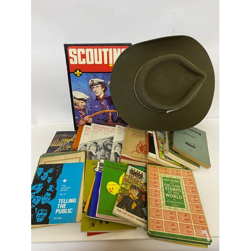 757 - Vintage 'Johnson Scout hat' size 57 also a selection of Boy Scout books