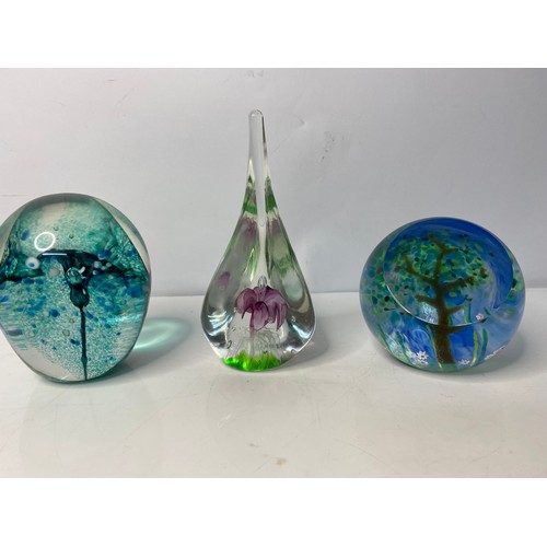 102 - Selection of glass paperweights in clear and coloured glass