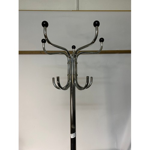 105 - Chrome hat and coatstand measuring 180 cms tall