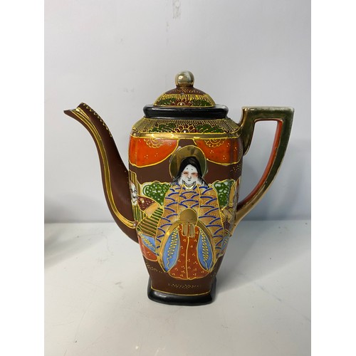 120 - A hand painted Japanese coffee pot and Chinese teapot