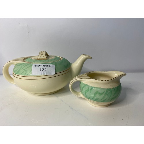 122 - A Sadler teapot and a Burleigh Balmoral teapot and milk jug